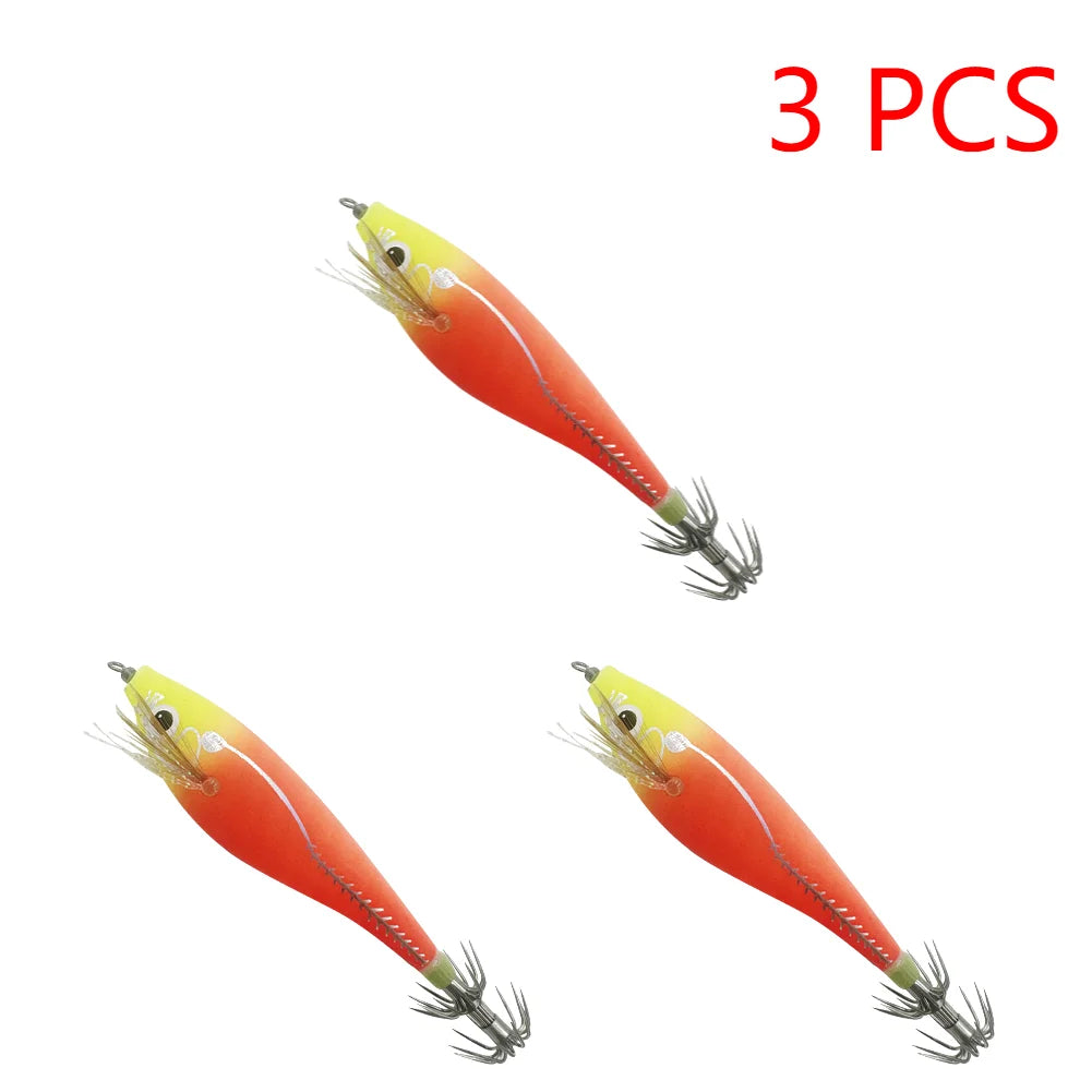 1-3Pcs 110mm 10.5g Fluorescent Fishing Lure Built-In Bead Luminous Jigging Bait Glow In Dark Artificial Squid Hook Jigs Tackle