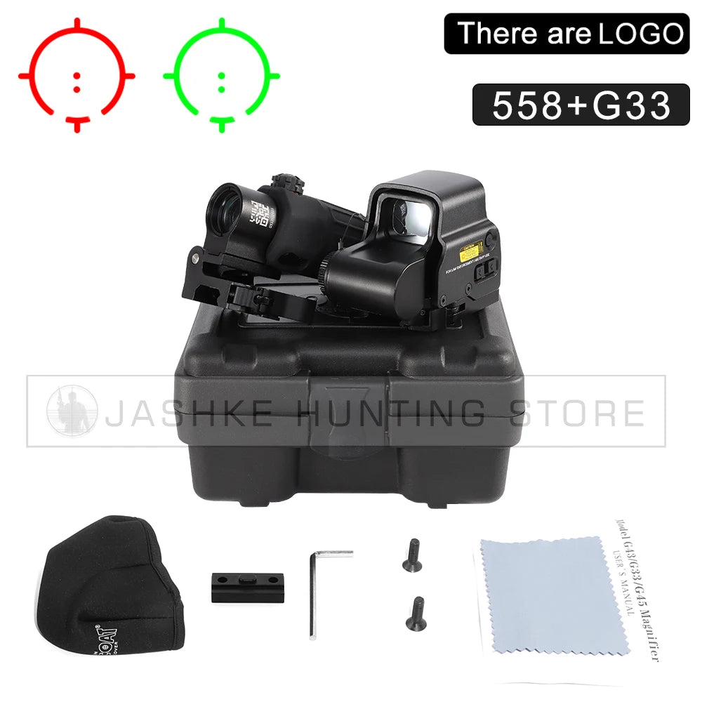 558+G43 G33 Holographic Collimator Sight Red Dot DOptic Sight Reflex with 20mm Rail Mounts for Rifle Hunting Tactics