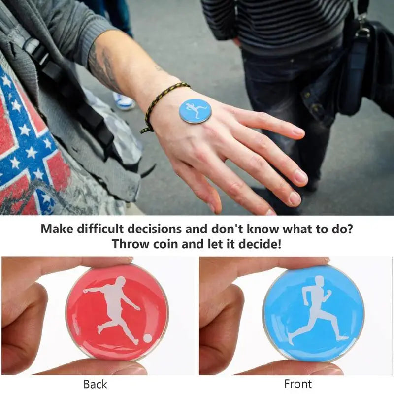 1pc Referee Side Toss Coin Double Face Sports Football Pattern Soccer Volleyball FlipCoin Souvenirs Soccer Referee Coin