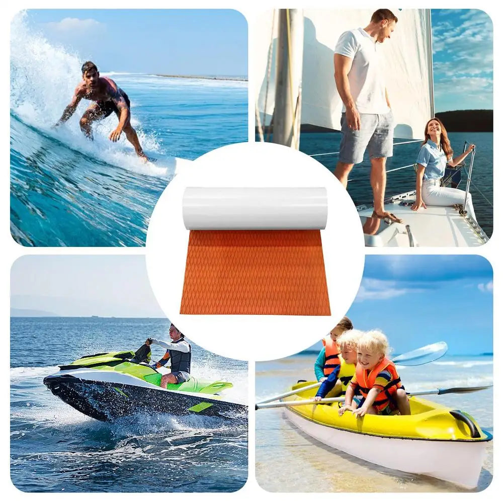 Surf Traction Pad Deck Grip Mat EVA Foam Boat Deck Mat Self-Adhesive Trimmable Sheet Anti Skid Watercraft Water Sport Flooring