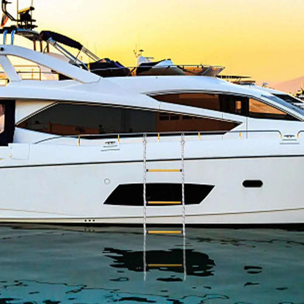 4 Layer Portable Soft Rope Ladder Nylon Inflatable Boat Boarding Steps Reusable Yacht Side Hanging Ladder for Kayak Canoe