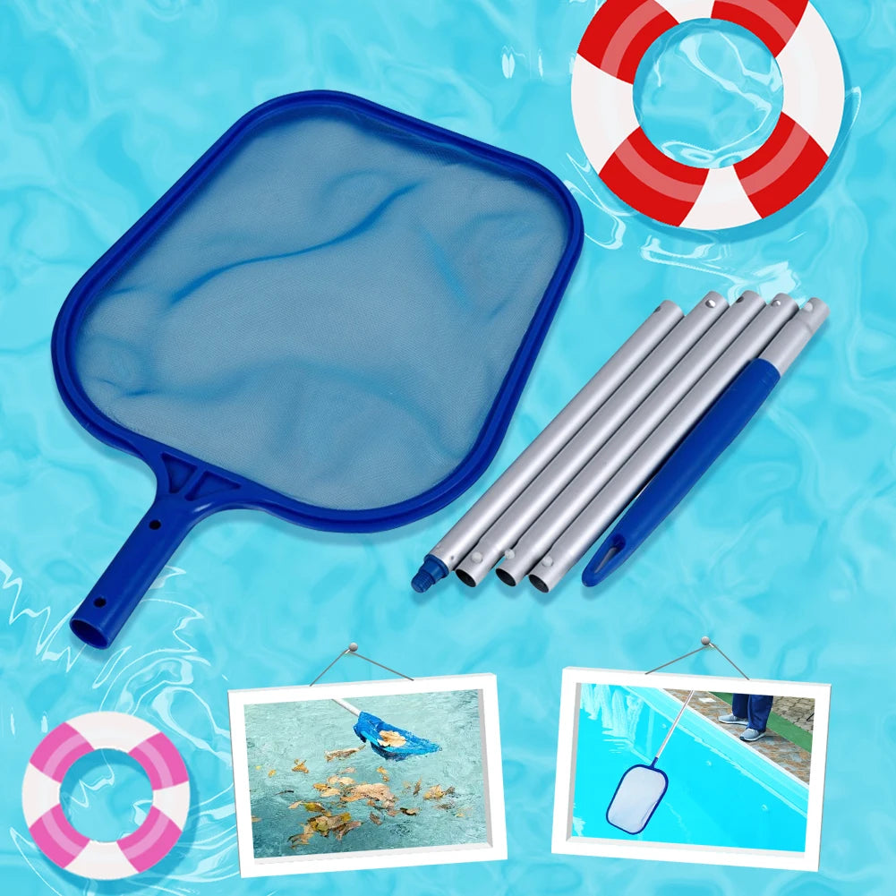 Swimming Pool Leaf Skimmer Net with 5 Sections Aluminum Pole Ultra Fine Mesh Netting Bag Basket for Swimming Pools Spas Hot Tubs