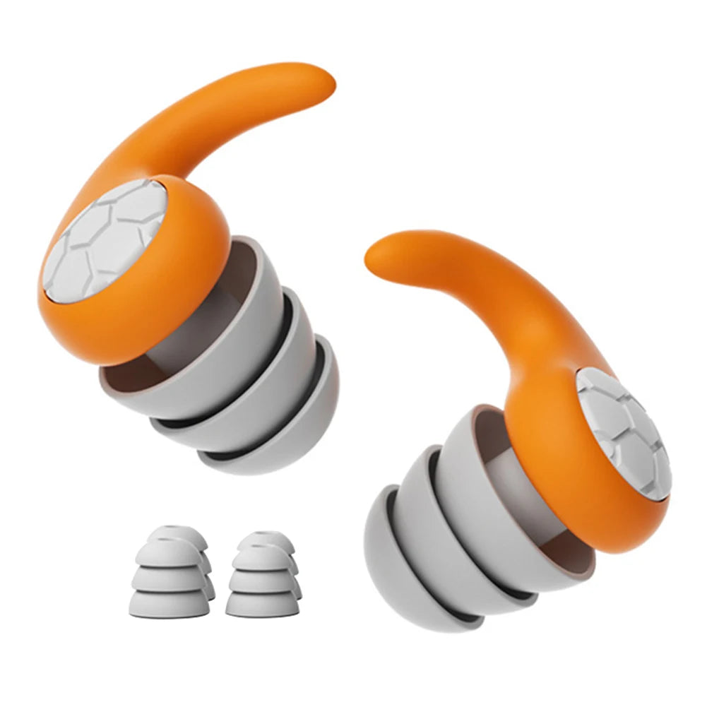 3-Layer Noise Sleeping Ear Plugs Sound Insulation Silicone Ear Protection Earplugs Washable Anti-Noise Earplugs for Showering