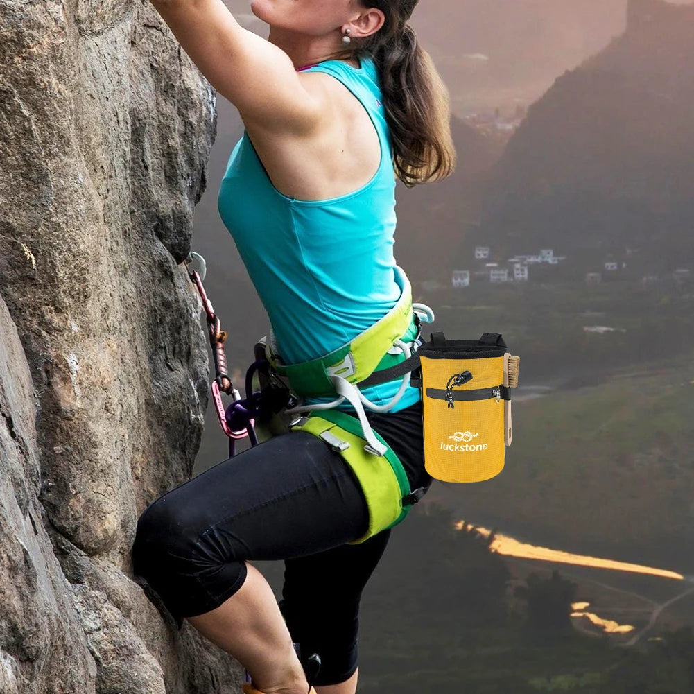 Waterproof Chalk Bag Bucket With Chalk Brush Climbing Pockets Bouldering Brush Rock Climbing Brush Chalk Climbing Accessories