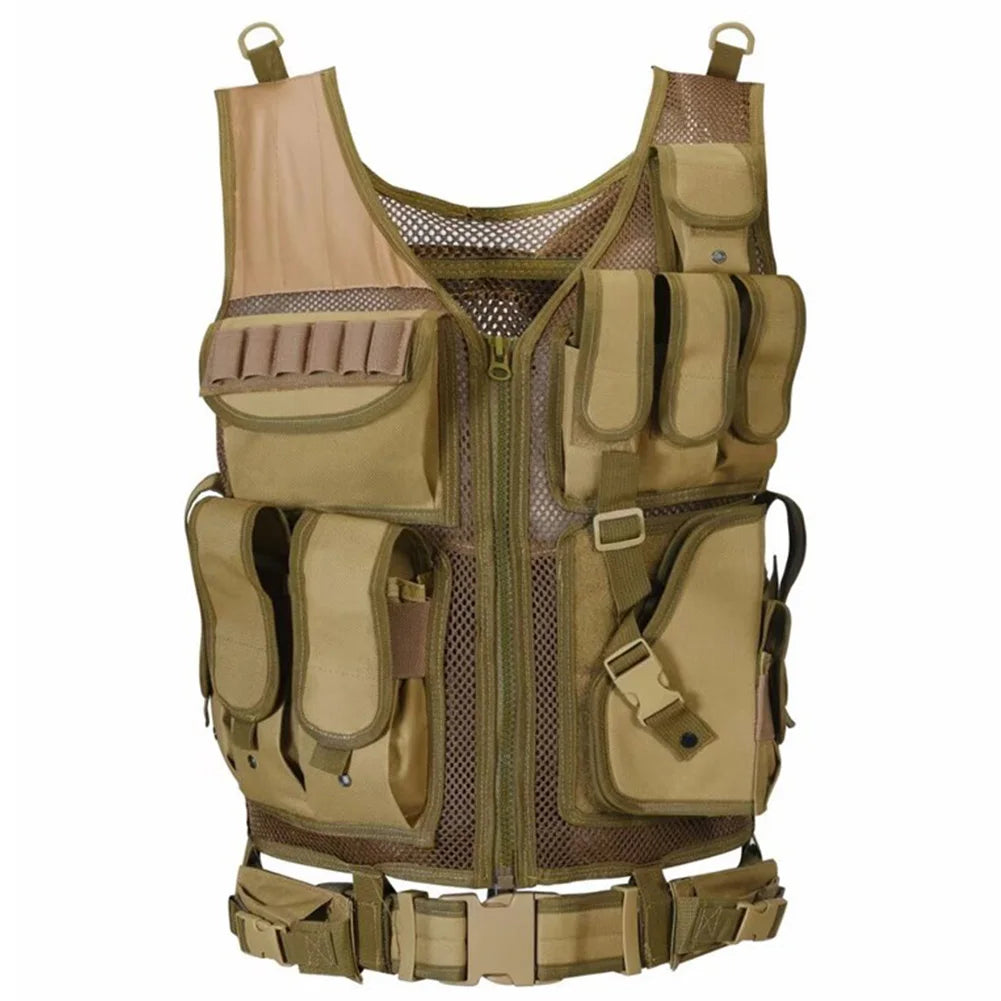 Nylon Molle Vest Adjustable Combat Body Armor Vests Multi-Pocket Airsoft Vest Hunting Outdoor CS Game Airsoft Training Jacket