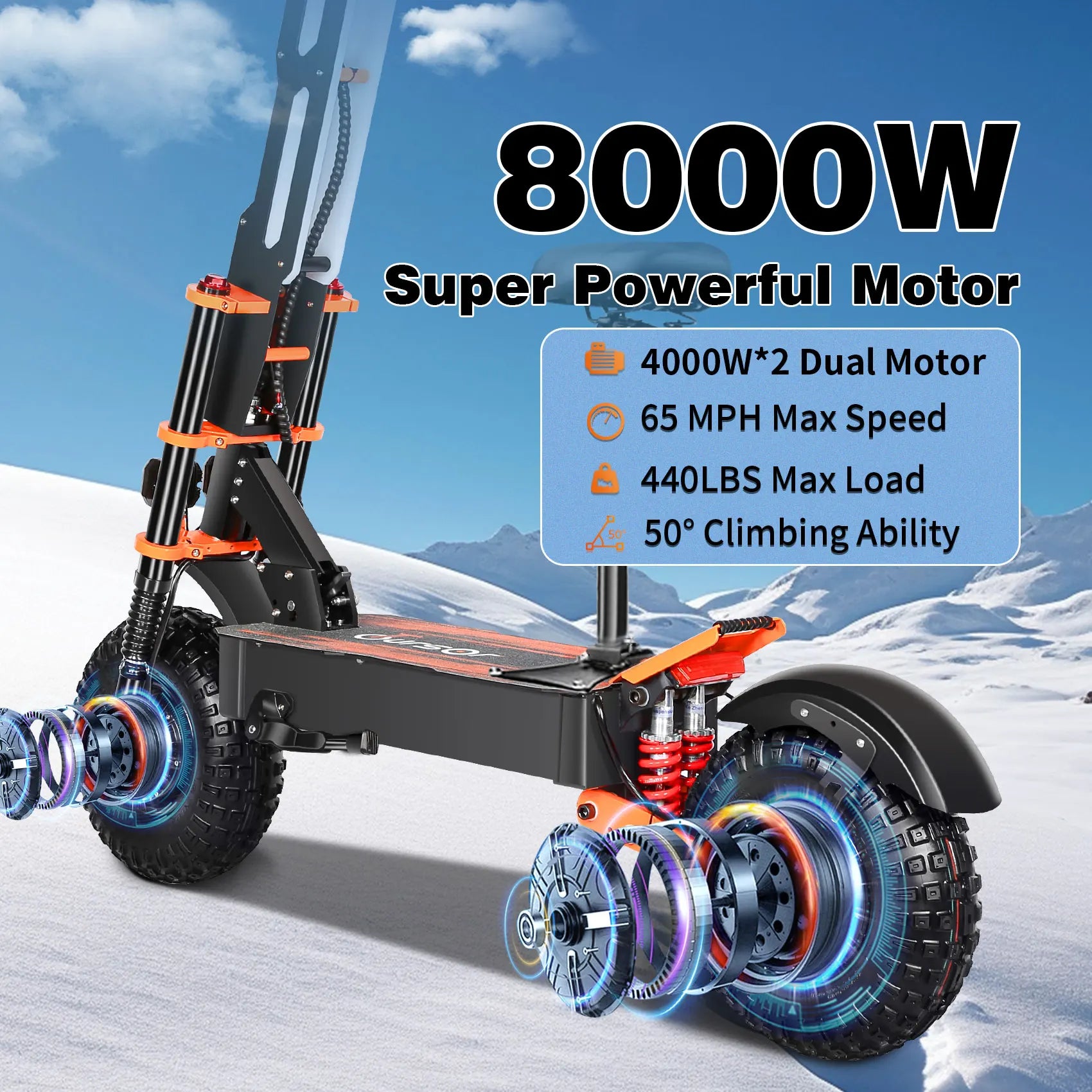2025 Upgraded Escooter X8P 8000W 60V 38.4AH 13/14 inch Dual Motor Adult Off-road Electric Scooter Speed 100KM/H Mileage 120KM
