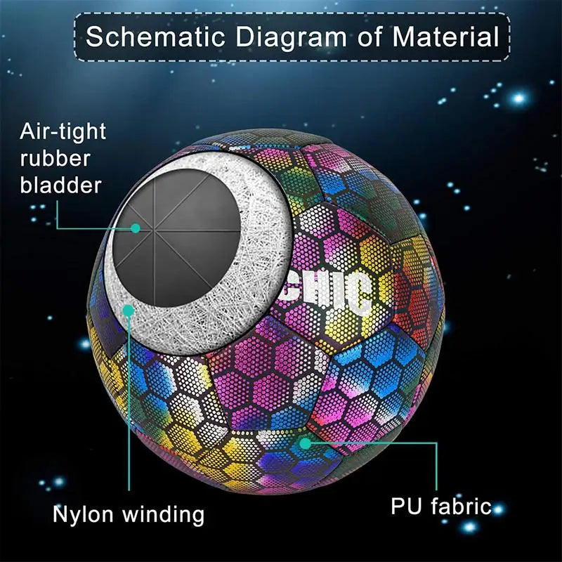 Reflective Soccer Ball Luminous Footballs Night Glowing Soccer 4/5 Ball Light Up Training Football Match Ball For Kids Children
