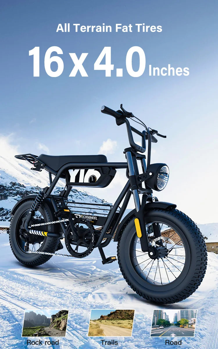 Coswheel Ebike Y16 Adult Electric Bike 1000W 48V 15AH Commuting Fat Tire E-Bike Mountain Electric Bike Off-Road Electric bicycle