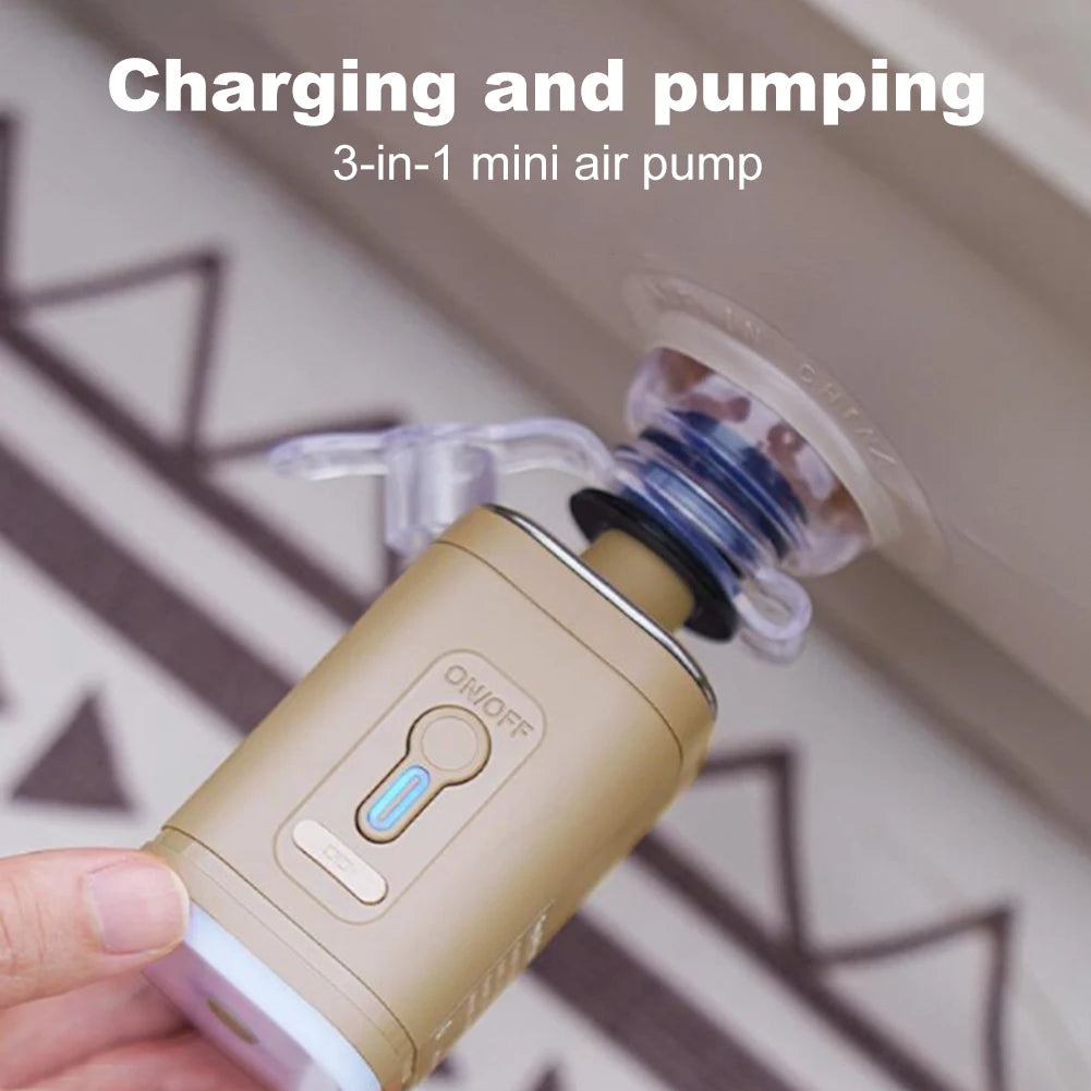 Electric Air Pump Air Mattress Pump USB Rechargeable Quick-Fill Inflator Pump with Camping Light with 5 Nozzles for Pool Floats