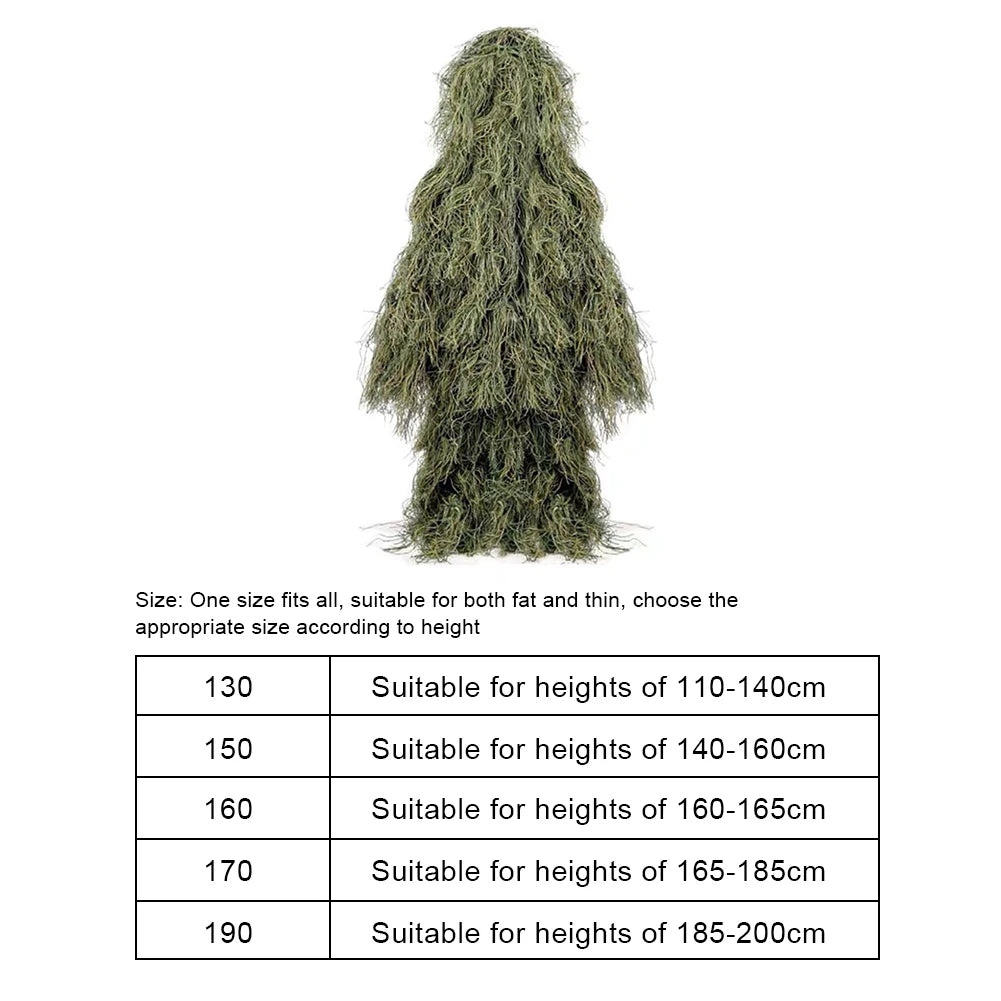 5Pcs/Set Woodland Hunter Ghillie Suit with Jacket Pants Hood Carry Bag Paintball Ghillie Suit for Men Woman