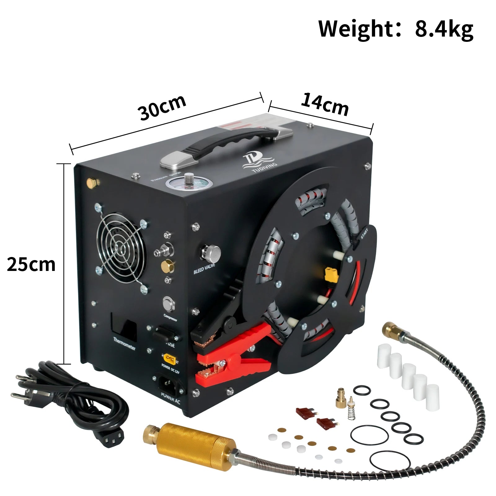 TUDIVING-Portable 4500Psi Pcp Air Compressor,High Pressure Compressor Paintball Scuba Compressor HPA Pump Fill Station Auto-Stop