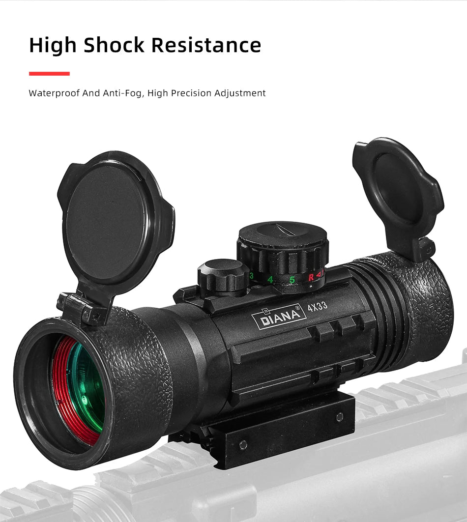 DIANA 4X33 Green Red Dot Sight Scope Tactical Optics Riflescope Fit 11mm 20mm Rail Rifle Scopes for Hunting