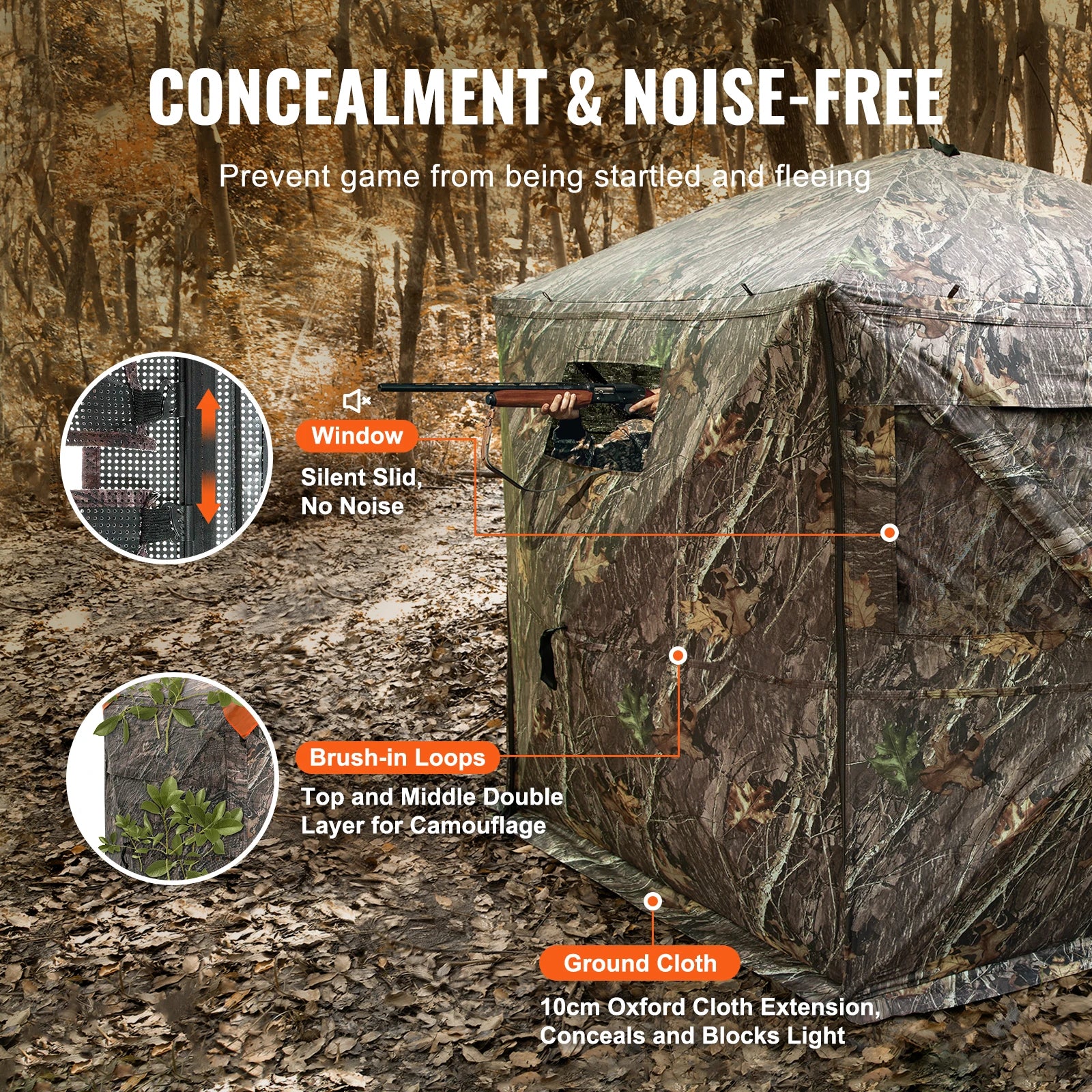 VEVOR Hunting Blind 288° See Through Ground Blind 6-7 Person for Hunting with Carrying Bag for Turkey and Deer Hunting 17.68lbs