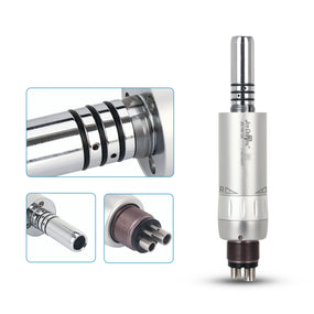 Dental Low Speed Handpiece Press Button Contra Angle 1:1 E-type 4 Holes Air Motor With Internal Water Cooling System