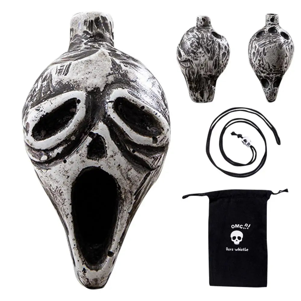 Death Whistle Screaming Whistle Instrument Skull Retro Aztec Death Halloween props Loudest Whistle with Human Sounding Screams
