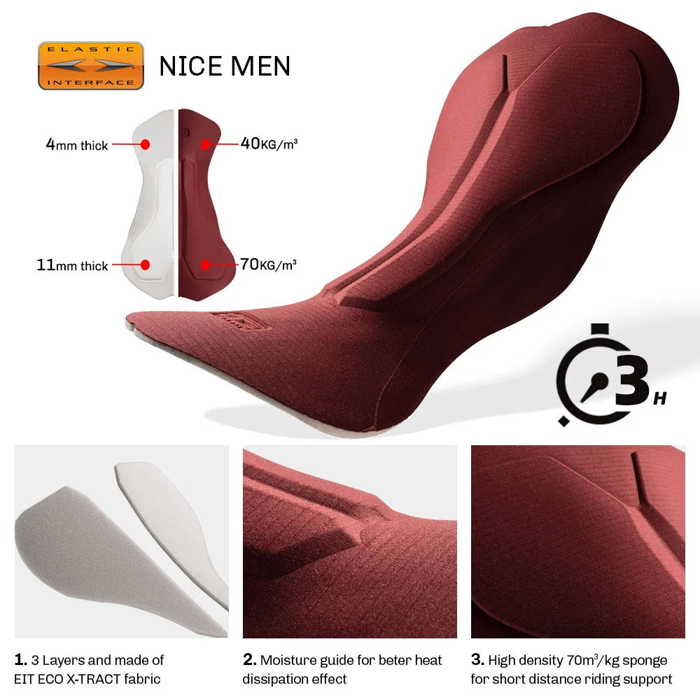 RION Elastic Interface Cushion Upgrade Men Cycling Bib Shorts MTB Road Bike Tights Race Bicycle Culotte Ropa Ciclismo Hombre