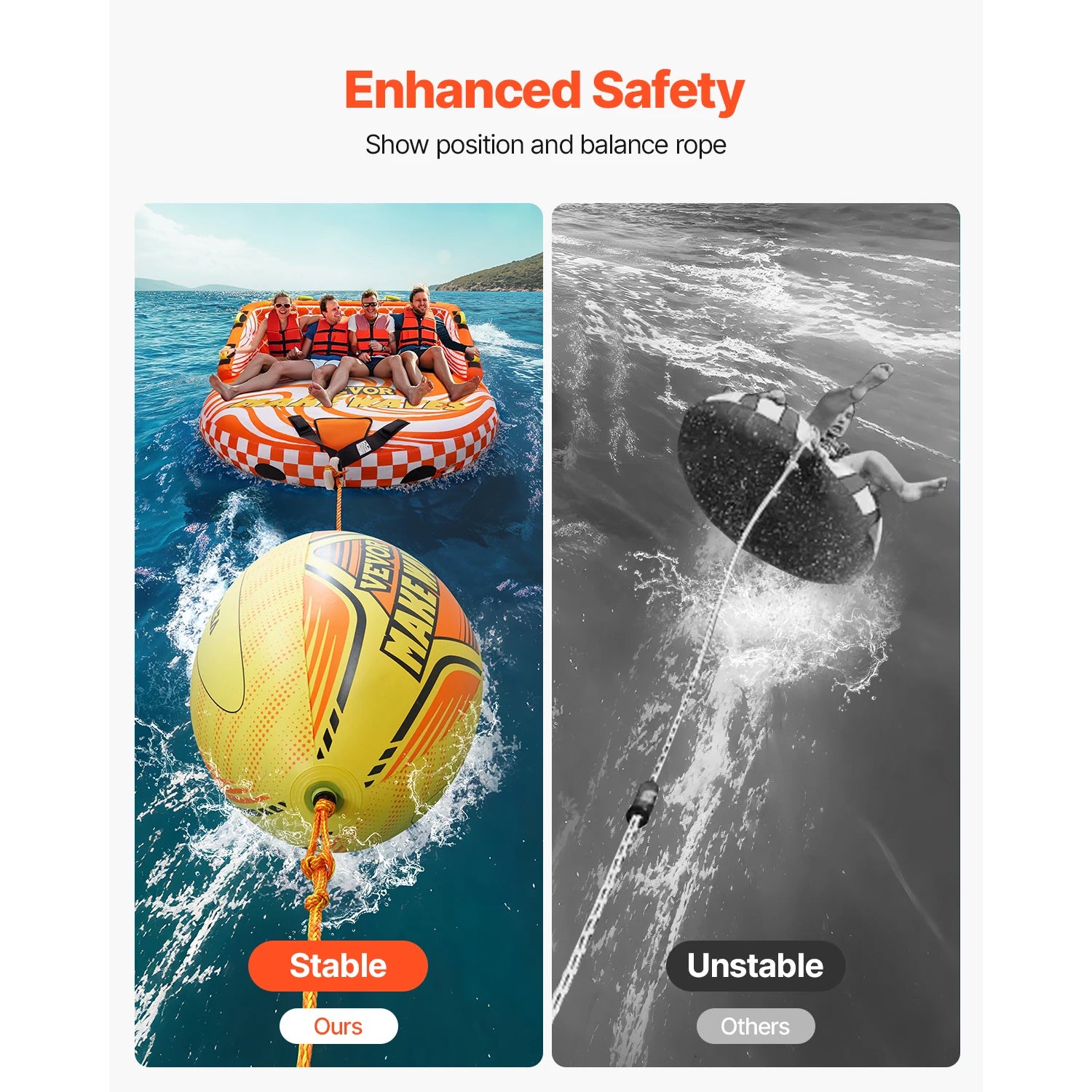 SucceBuy Booster Ball Towable Tube Rope Performance Ball w/ Speed Safety Valve PVC Inflatable Booster Ball for Boat& Water Sport