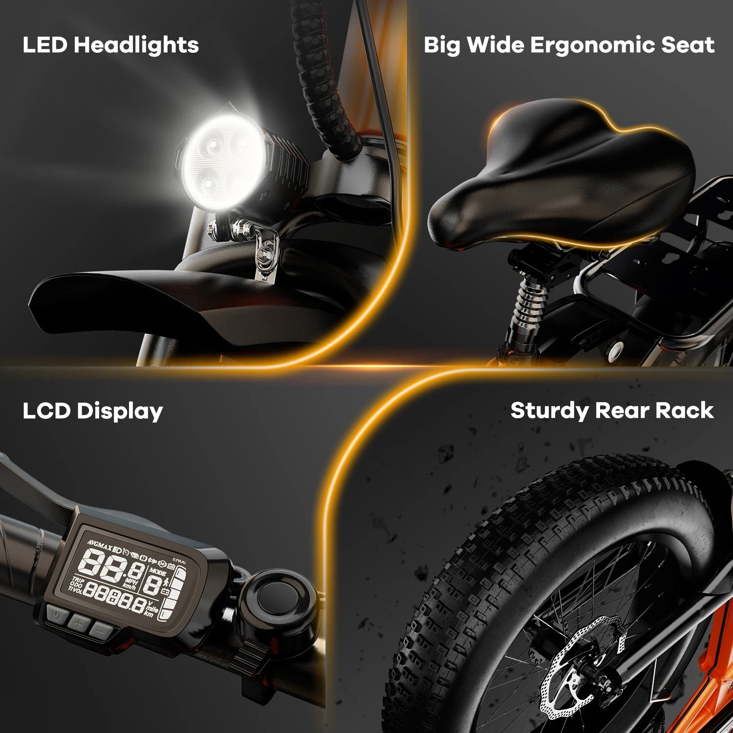 1000W Folding Electric Bike, 48V 20AH Large Removable Battery E Bike, 30+MPH, 80 Miles Max Range, 20