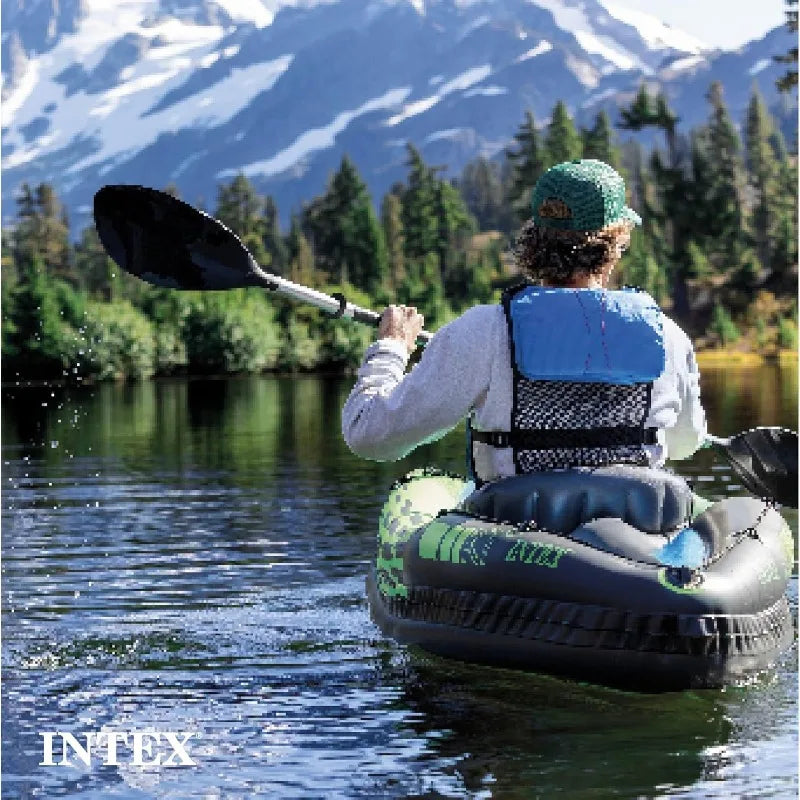 INTEX Challenger Inflatable Kayak Series: Includes Deluxe 86in Kayak Paddles and High-Output Pump – SuperStrong PVC