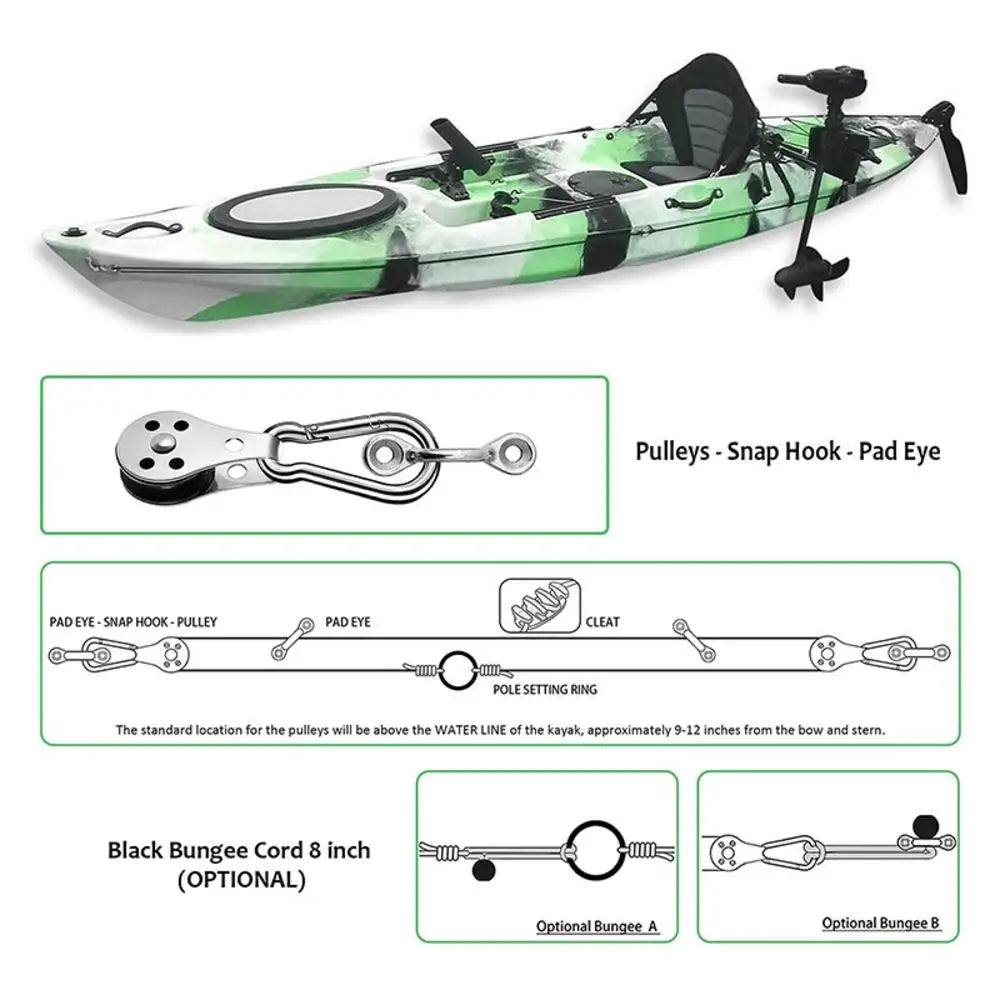 Kayak Anchor Trolley Kit Anchor System for Kayak Canoes Boat Kayak Hardware Eyes Wellnuts Screws Kayak Accessories for Kayak