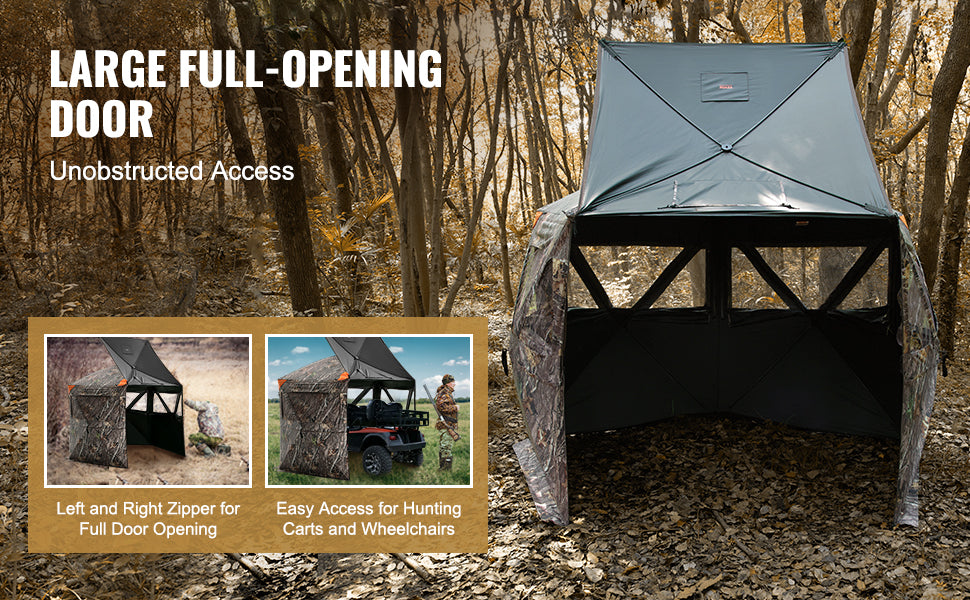 VEVOR Hunting Blind 288° See Through Ground Blind 6-7 Person for Hunting with Carrying Bag for Turkey and Deer Hunting 17.68lbs