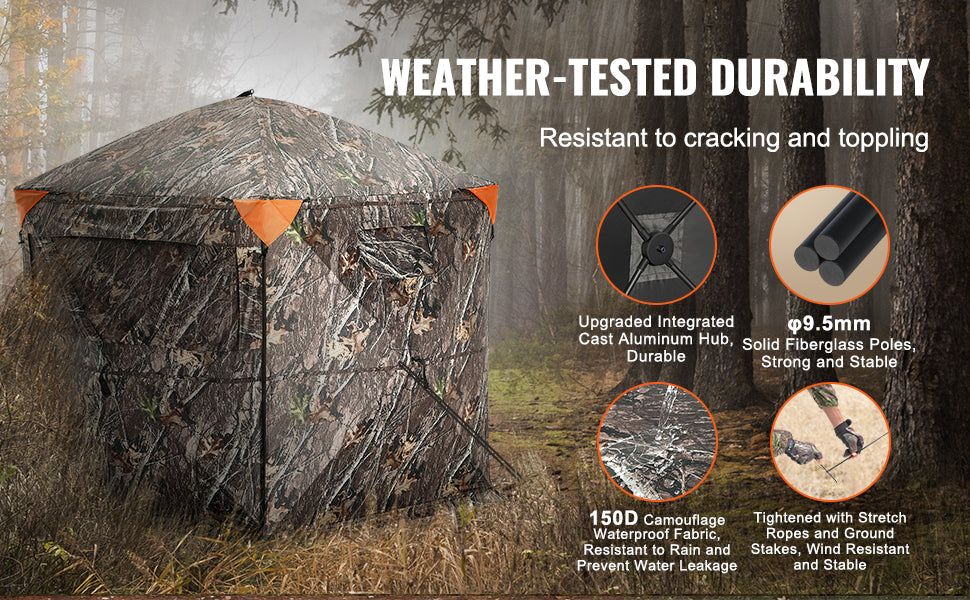 VEVOR Hunting Blind 288° See Through Ground Blind 6-7 Person for Hunting with Carrying Bag for Turkey and Deer Hunting 17.68lbs