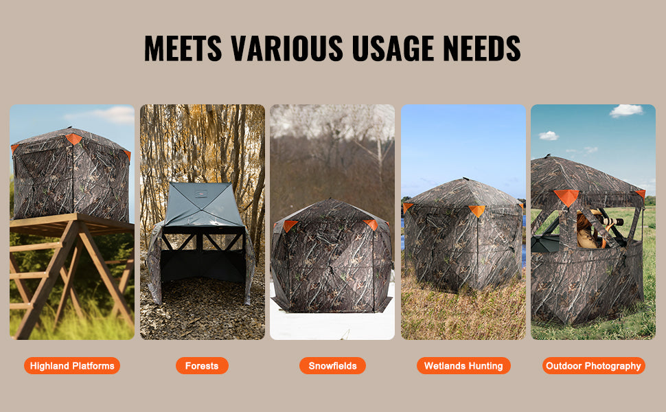 VEVOR Hunting Blind 288° See Through Ground Blind 6-7 Person for Hunting with Carrying Bag for Turkey and Deer Hunting 17.68lbs